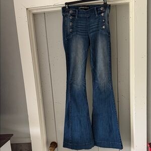 Express Dark Blue Wide Leg Jeans